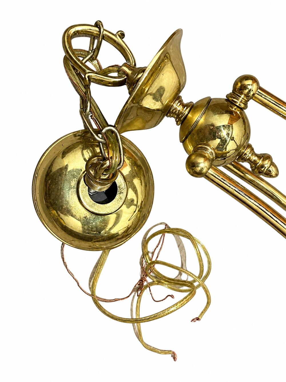 H.A. Framburg 3-Light Brass Dutch Style Dining Chandelier Candle Style Fixture - Picture 4 of 7